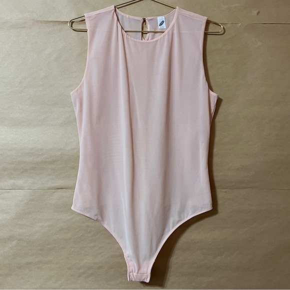 Parade | Luxe Sleeveless Bodysuit Silky Mesh Sheer Seashell Pink Size L - Picture 1 of 13